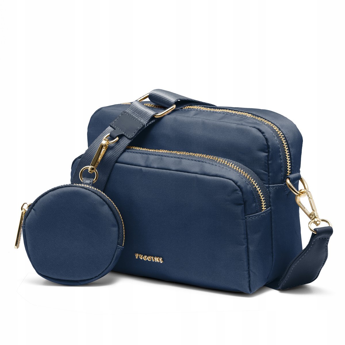 Torebka Damska Miejska z Saszetką Granatowa Na Pasku PUCCINI TM248-7A