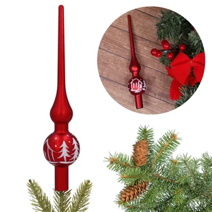 Czerwony szpic, mały czubek na choinkę, świąteczna ozdoba szczytowa 20 cm - Ozdoby bożonarodzeniowe - miniaturka - grafika 1