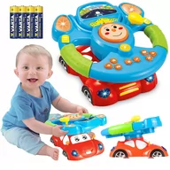 Zabawki interaktywne dla dzieci - KIEROWNICA Auta INTERAKTYWNA DŹWIĘKI ŚWIATŁA baterie prezent dla chłopczyka Y305Z - miniaturka - grafika 1