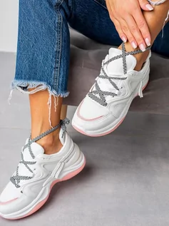 Czółenka - Białe buty sportowe sneakersy sznurowane Casu 20G10/W - grafika 1