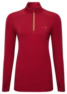 Bluzy sportowe damskie - RONHILL bluza biegowa damska CORE THERMAL 1/2 ZIP TEE jam/flame - miniaturka - grafika 1