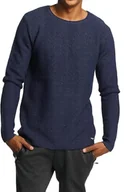 Swetry męskie - Sweter męski Only&Sons Dan Life 7 Structured Crew Neck klasyczny granatowy-S - miniaturka - grafika 1