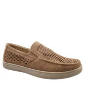 Mokasyny męskie - Wojtyłko 9W25370 męskie mokasyny ażurowe brąz - miniaturka - grafika 1