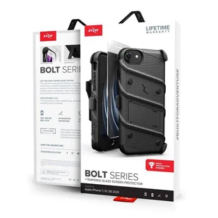 Zizo Bolt Cover Pancerne etui iPhone SE 2020 / 8 / 7 ze szkłem 9H na ekran + podstawka & uchwyt do paska (czarny) - Etui i futerały do telefonów - miniaturka - grafika 7
