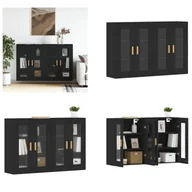 Szafki do salonu - vidaXL Szafki ścienne 2 szt. czarny materiał drewnopochodny - Szafka ścienna - Szafki ścienne - Szafka - Szafka do przechowywania - miniaturka - grafika 1