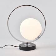 Lampy stojące - mcodo MCODO Stylowa lampa stołowa Bella srebrna chromowana z marmurową podstawą w stylu glamour T83022-silver - miniaturka - grafika 1