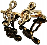 Spinki do mankietów i krawatów - Spinki do mankietów wzór ZŁOTY KLUCZ WIOLINOWY - miniaturka - grafika 1