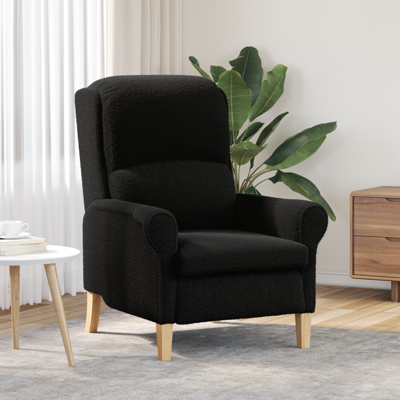vidaXL Ergonomiczny Fotel Czarny Tkanina, Drewno Standardowy