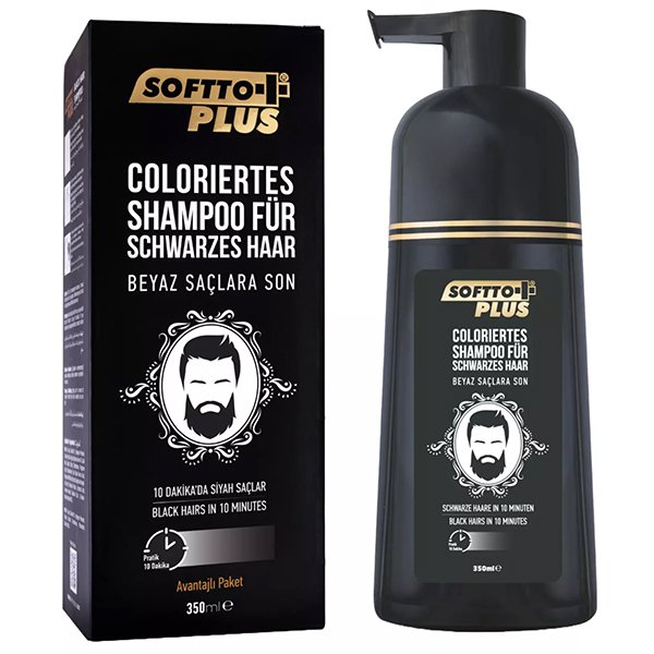 Softto Plus Szampon koloryzujący dla siwych włosów 350 ml Czerń