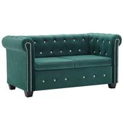 Sofy i kanapy - vidaXL Sofa Chesterfield, 2-os., obita aksamitem, 146x75x72cm, zielona - miniaturka - grafika 1