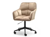Fotele i krzesła biurowe - Elegancki Fotel Obrotowy Z Pikowaniem Isla Beżowy Velvet Podstawa Czarna - miniaturka - grafika 1