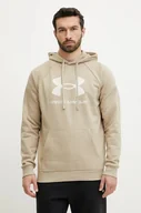 Bluzy męskie - Under Armour bluza męska kolor zielony z kapturem z nadrukiem - miniaturka - grafika 1