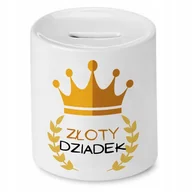 Skarbonki - SKARBONKA DZIEŃ DZIADKA ZŁOTY DZIADEK PREZENT z Nadrukiem ze Zdjęciem z Nad + Opakowanie na prezent (wzór 02) - miniaturka - grafika 1