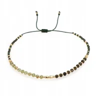 Bransoletki - Bransoletka Złota Przeplatana Koraliki Zielony Perydot Złoty Obsydian 4 mm - miniaturka - grafika 1