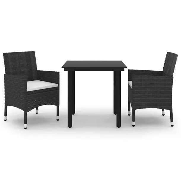 Zestaw mebli jadalnianych do ogrodu Stylowy Relax - czarny/ kremowy, rattan