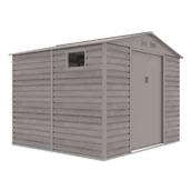 Altany ogrodowe - Szopa ogrodowa MONTREAL 277x259 cm Light Wood nowoczesna metalowa z oknami, pojemna na narzędzia, ogrodowy Hardmaister domek narzędziowy - miniaturka - grafika 1