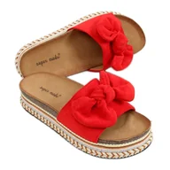 Klapki i japonki damskie - Klapki na zdobionej podeszwie czerwone 7705 Red - Inna marka - miniaturka - grafika 1