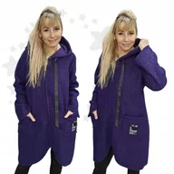 Płaszcze damskie - płaszcz damski wiosenny przejściowy bukla śliwka kaptur modny 46 48 3XL 4XL - miniaturka - grafika 1