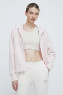 Bluzy damskie - EA7 Emporio Armani bluza damska kolor różowy z kapturem gładka - miniaturka - grafika 1