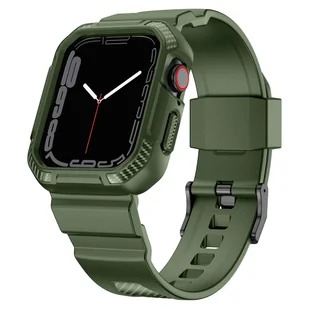 Kingxbar CYF106 2w1 pasek Apple Watch SE, 8, 7, 6, 5, 4, 3, 2, 1 (41, 40, 38 mm) z wbudowanym etui zielony - Akcesoria do smartwatchy - miniaturka - grafika 1