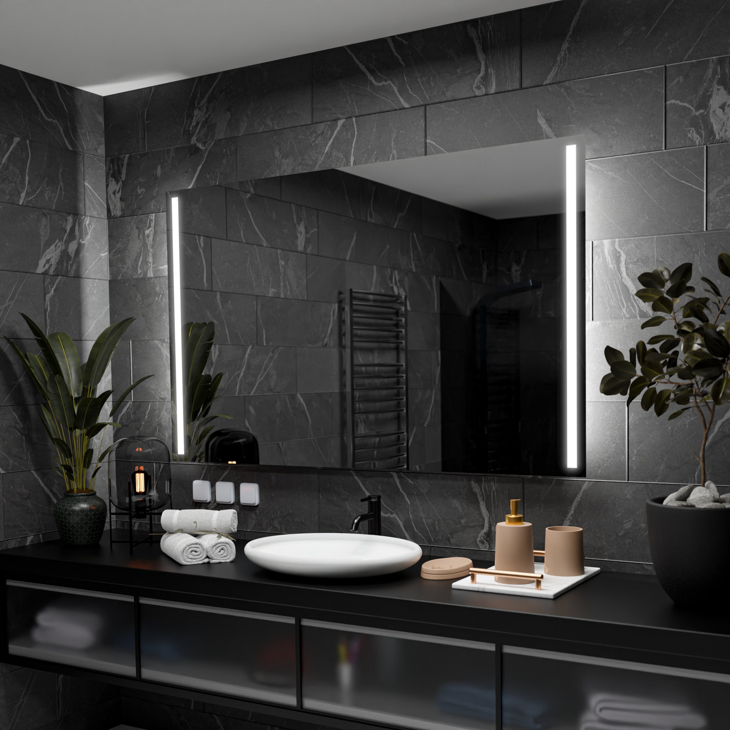 Prostokątne lustro łazienkowe z podświetleniem LED - Paris - 120x60cm