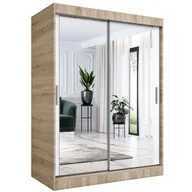 Szafy - Szafa przesuwna MODUO COMFORT 150 dąb sonoma/biała mat z dwoma lustrami - miniaturka - grafika 1