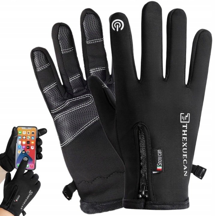 Rękawiczki Rowerowe Kolarskie Zimowe Ciepłe Antypoślizgowe Do Auta Dotyk L