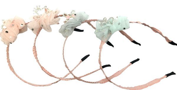 Elegancka złota opaska do włosów z kwiatami i motylami