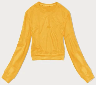 Cienka krótka bluza dresowa damska żółta (8B938-117) - J STYLE - Bluzy damskie - miniaturka - grafika 1