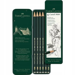 ZESTAW OŁÓWKÓW GRAFITOWYCH 9000 od FABER- CASTELL ETUI 6szt. - Ołówki - miniaturka - grafika 1