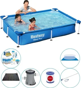 Bestway Steel Pro 221x150x43 cm Prostokątny - 7-częściowy - Zestaw basenowy - Baseny ogrodowe - miniaturka - grafika 1