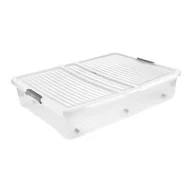 Pudła i pojemniki do przechowywania - Pojemnik Leo clipbox na kółkach 53 l transparentny - miniaturka - grafika 1