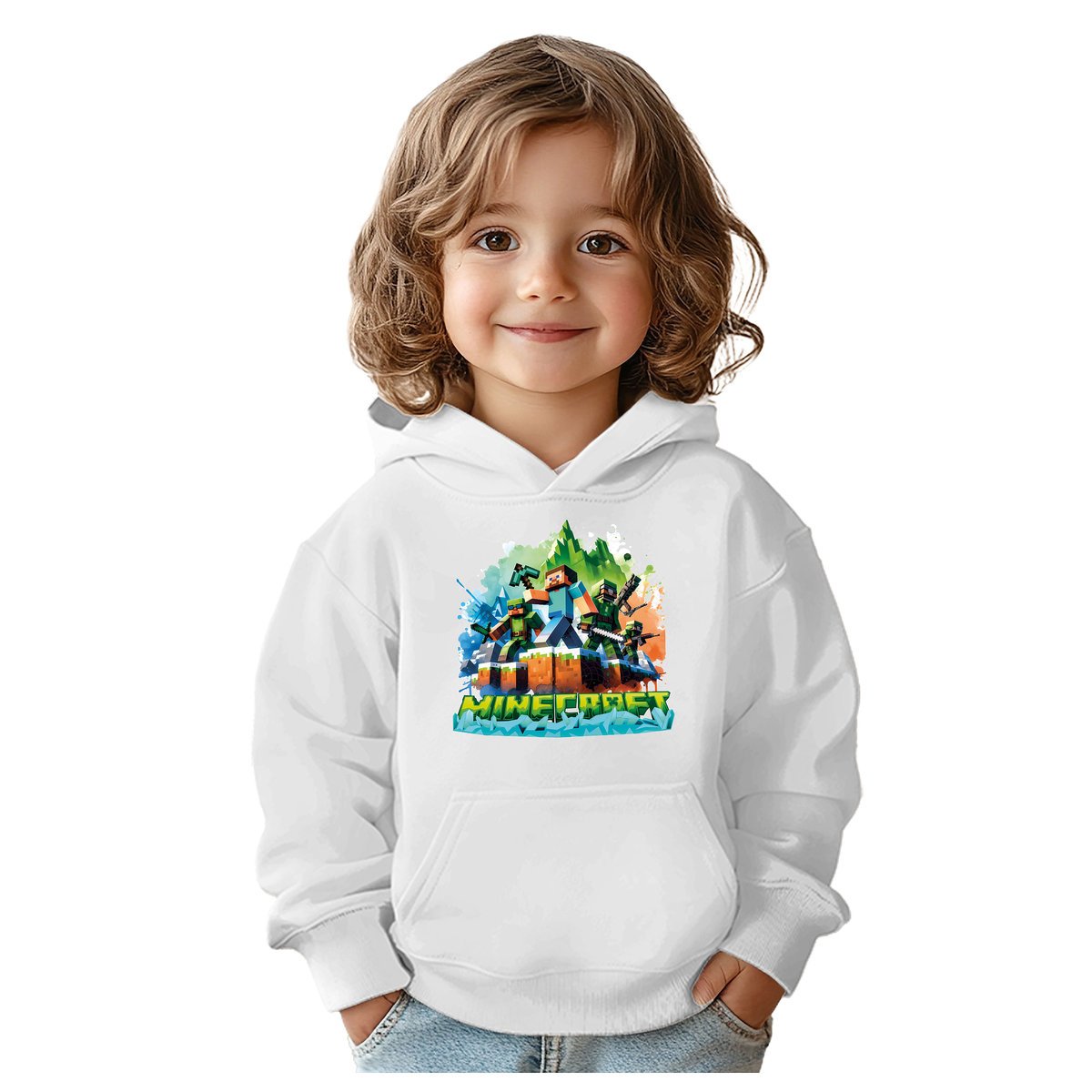 BLUZA DZIECIĘCA MINECRAFT LEGENDS 110-116 Z KAPTUREM BAWEŁNIANA JAKOŚĆ