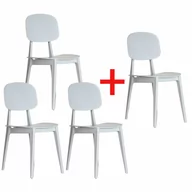 Krzesła - Plastikowe krzesło do jadalni SIMPLY 3+1 GRATIS, białe - miniaturka - grafika 1