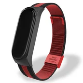 Akcesoria do pulsometrów i zegarków sportowych - PASEK, OPASKA METALOWA Z ZAPIĘCIEM do XIAOMI MI BAND 3/4 (czarno-czerwony) - miniaturka - grafika 1