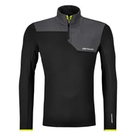 Koszulki sportowe męskie - Ortovox, Fleece Light Zip Neck, koszulka, męska, czarna - miniaturka - grafika 1