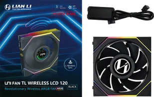 Lian Li UNI FAN TL Wireless LCD Lüfter, ARGB, PWM - Reverse Blade, 120mm, schwarz - Wentylatory komputerowe - miniaturka - grafika 1