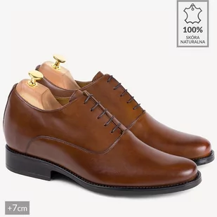 Męskie podwyższające buty wizytowe James brązowe - BRILU - Półbuty męskie - miniaturka - grafika 1