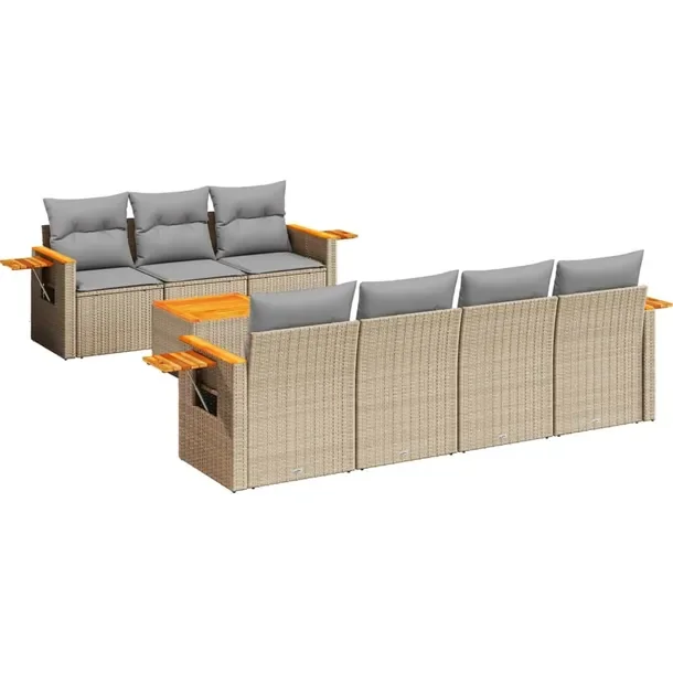 Zestaw mebli ogrodowych modułowych beżowy, rattan PE, wymiary 62/85 x 62