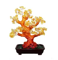 Sztuczne drzewka - GMMH Feng Shui drzewo szczęścia 25 cm drzewo pieniężne bonsai paleniowa rękodzieło kamień kolorowy - miniaturka - grafika 1
