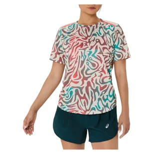 Koszulka do biegania damska Asics Road All Over Print SS 2012D225 - ASICS - Koszulki i topy damskie - miniaturka - grafika 1