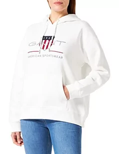 GANT Damska bluza z kapturem REL Archive Shield, Eggshell, standardowa, Eggshell - Bluzy damskie - miniaturka - grafika 1