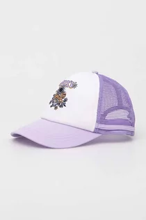 Czapki damskie - Roxy czapka z daszkiem kolor fioletowy z nadrukiem - grafika 1