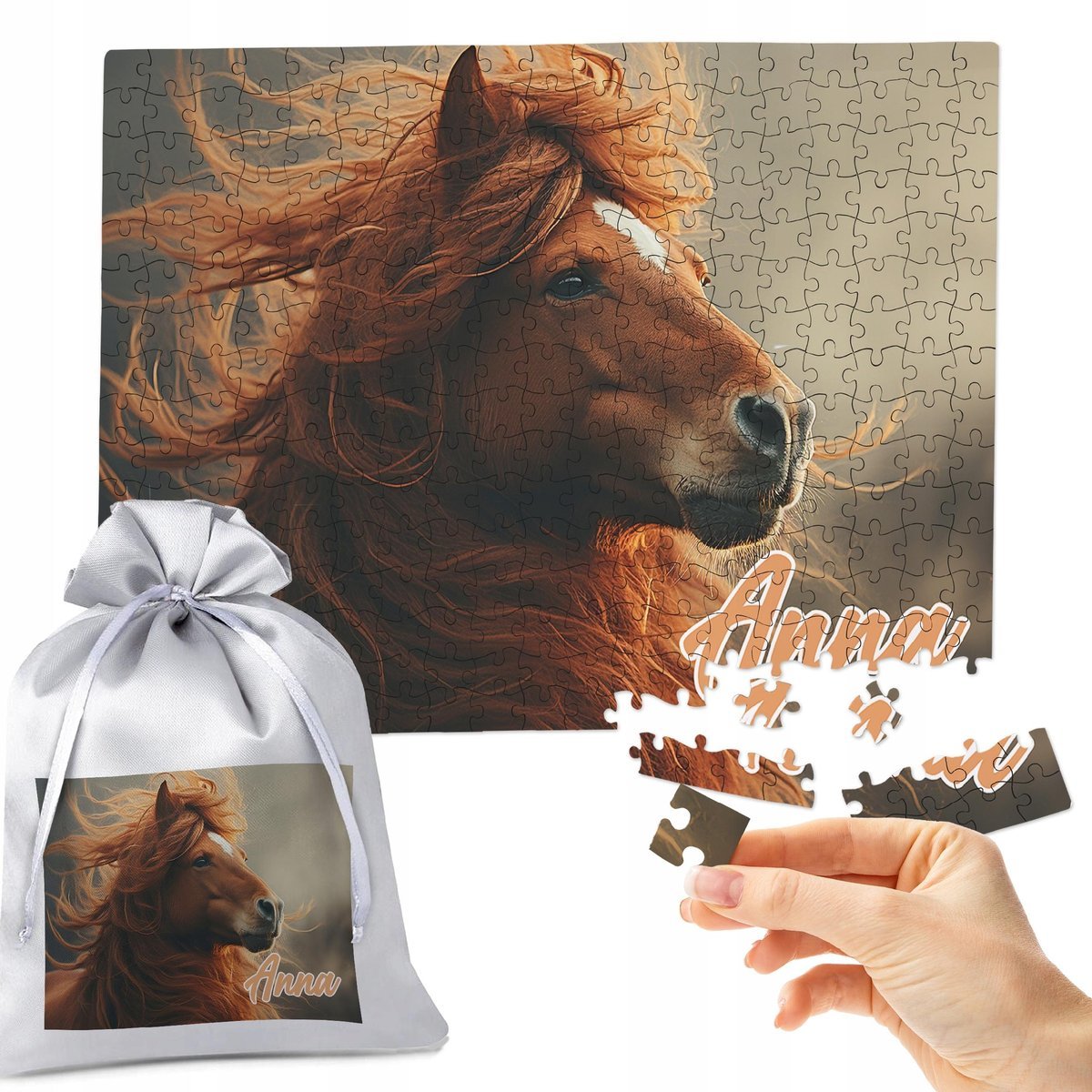 PUZZLE 252 el. SŁODKIE KONIE - IDEALNY PREZENT NA ŚWIĘTA POD CHOINKĘ IMIĘ