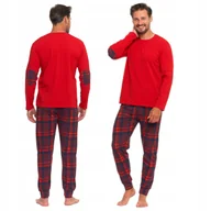 Piżamy damskie - PIŻAMA MĘSKA DŁUGA SPODNIE W KRATĘ PREZENT NA ŚWIĘTA KLASYCZNA MORAJ XL - miniaturka - grafika 1