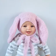 Czapki dla dzieci - Czapka Pudrowy Króliczek alpaka/jedwab - miniaturka - grafika 1
