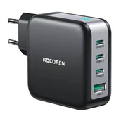 Ładowarki do telefonów - Ładowarka sieciowa Rocoren 3x USB-C, 1x USB, Power Delivery 3.0, GaN, 100W (czarna) - miniaturka - grafika 1