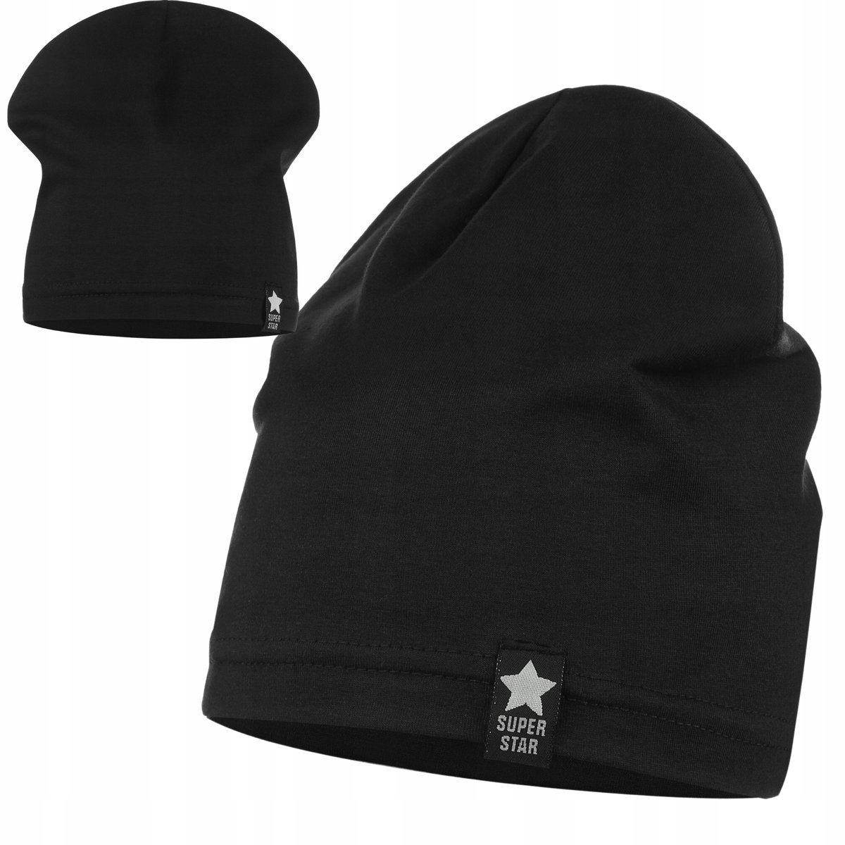 Czarna Czapka Dla Dziecka Dziewczynki Chłopca Bawełna 92% 40-46Cm Majka