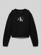 Swetry dla dziewczynek - Sweter z dzianiny z wyhaftowanym logo - miniaturka - grafika 1
