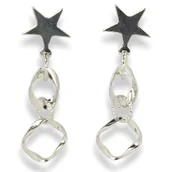 Kolczyki - Klipsy do uszu srebrne wiszące gwiazdka - miniaturka - grafika 1